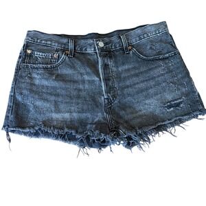 Levis Premium 501 Original Distressed Cut Off Shorts Faded Black W32 32317-0095